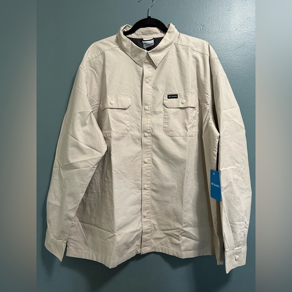 Columbia Men’s Landroamer Lined Shirt Jacket Snap Button Khaki Sz XL AM6702 NEW - Picture 1 of 8